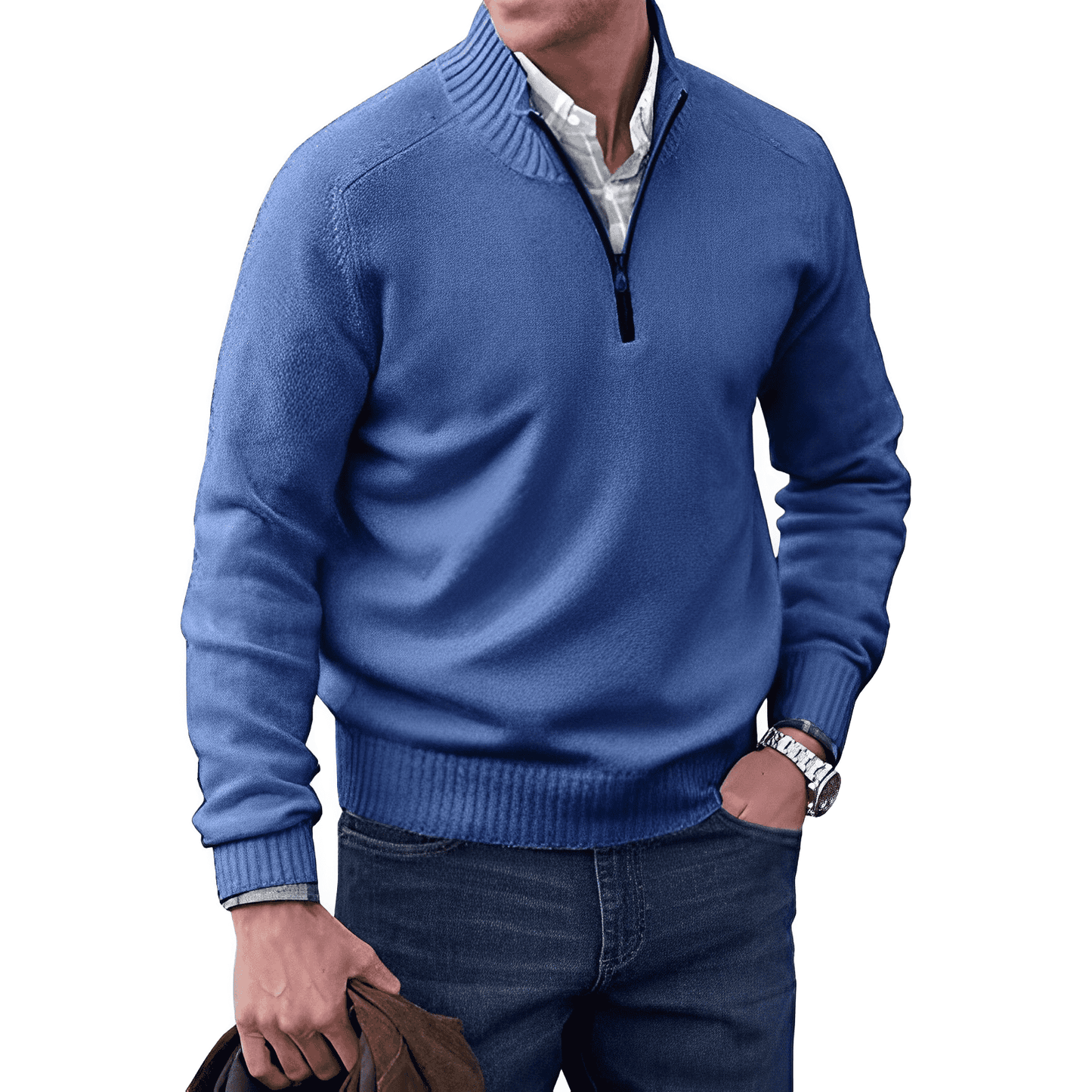 Pull Homme Demi Zip En Maille Evan Pour Superposition Chaude Confort Quotidien Amawinc