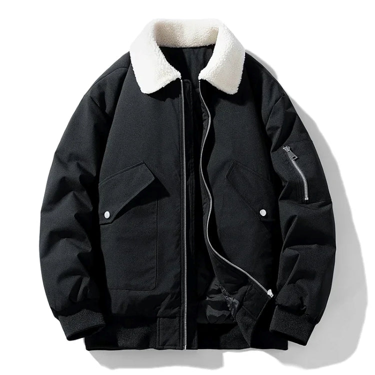 Veste Aviateur Doublée Sherpa Avec Col En Fourrure Blanche Et Doublure Matelassée Poches Cargo