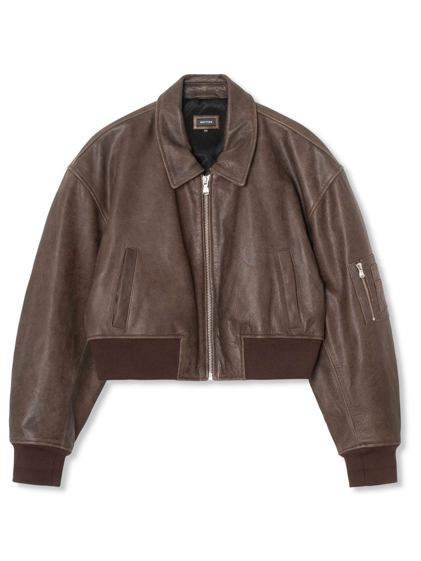 Bonnie Brauner Cropped Bomber Jacket by Avelena