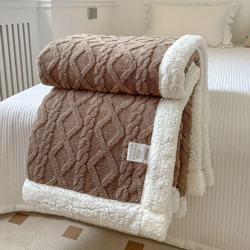 Couverture Sherpa Contemporaine Avec Texture Diamant Pour Un Confort Ultra Doux Et Luxueux