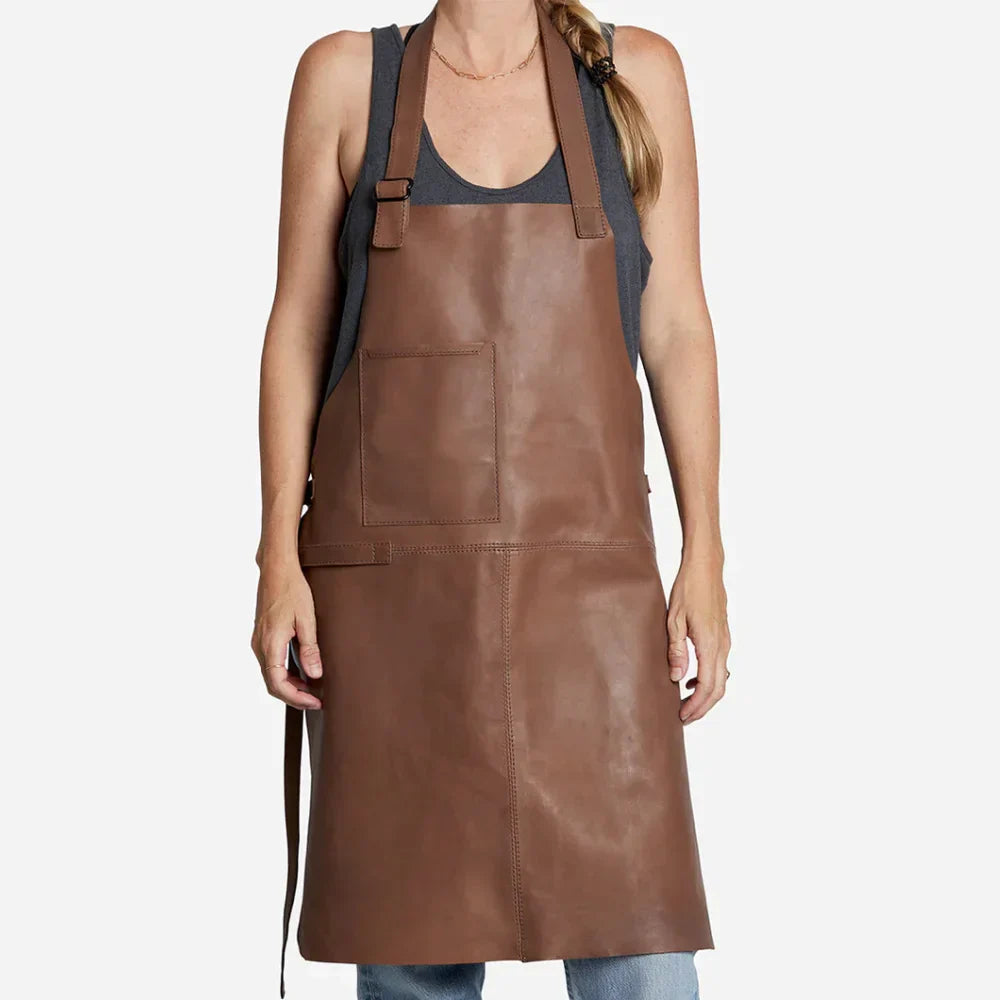 Tablier En Cuir Véritable Marron Pour Maison Travail Et Activités De Plein Air Durable Et Épuré