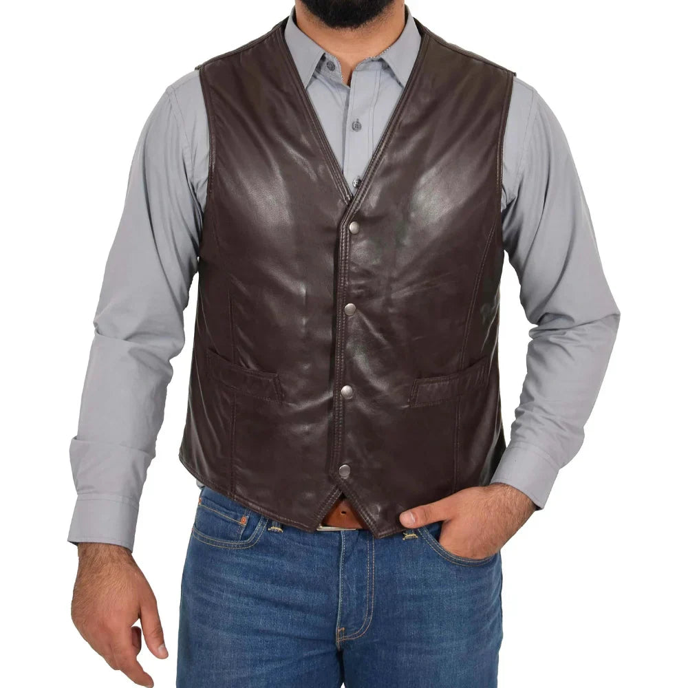 Gilet Motard En Cuir Véritable Traditionnel Pour Homme Avec Doublure En Viscose Douce Pour Tous Les Jours