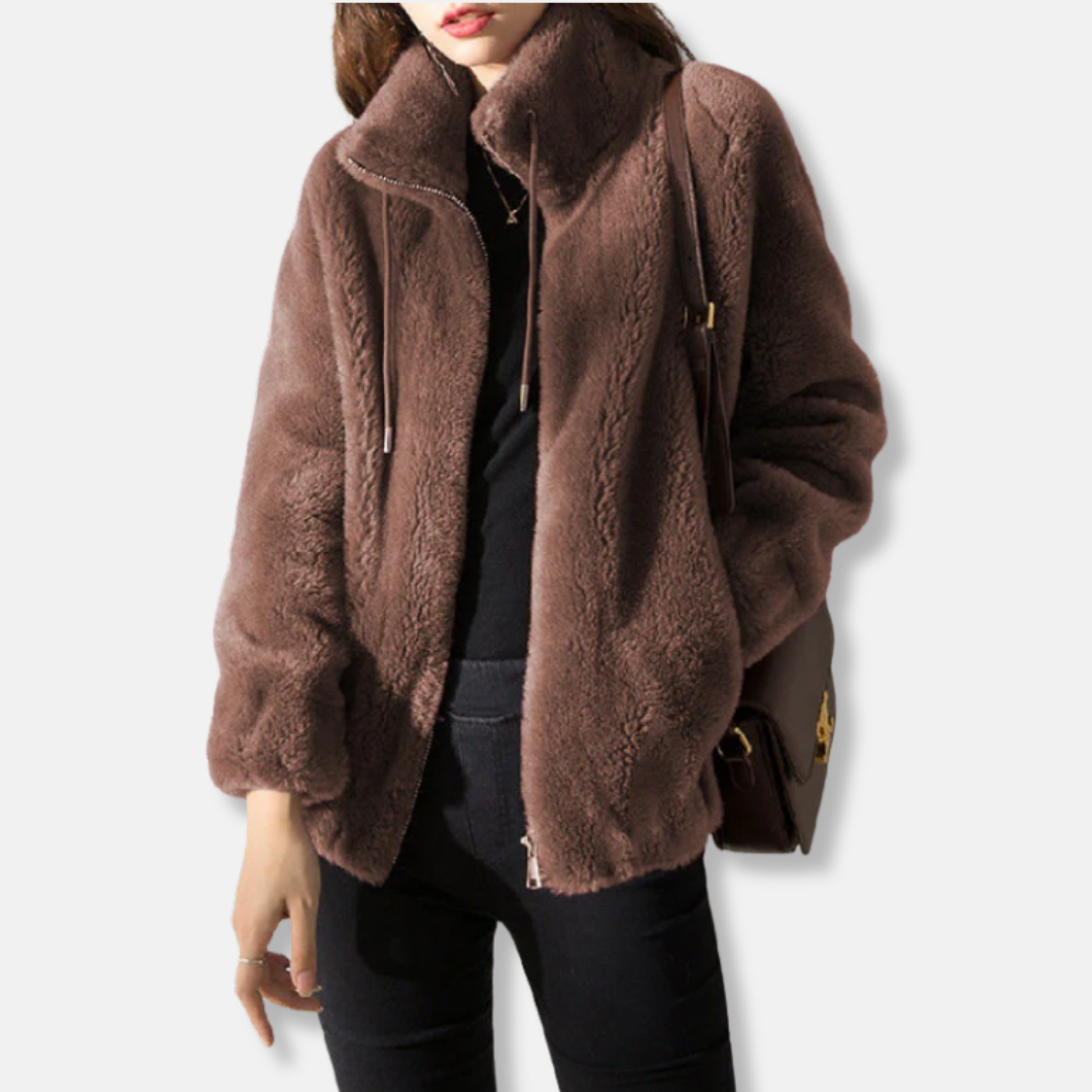 Veste Polaire Femme Coupe Décontractée Col Montant Zip Entier Poignets et Base Elastiques Confort Doux Nordisk Flair