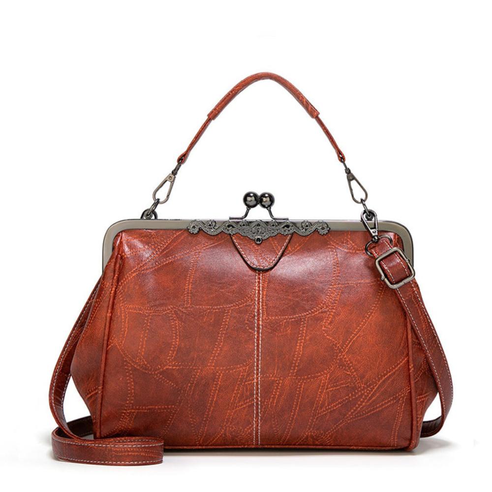 Sac À Main Jacqueline Vintage Avec Fermeture Vintage En Faux Cuir Durable Et Bandoulière Réglable