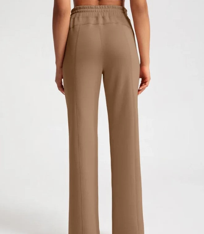 Pantalon de Yoga Alma à Taille Haute Coupe Droite Ample Évasé aux Chevilles Tissu Respirant Confortable