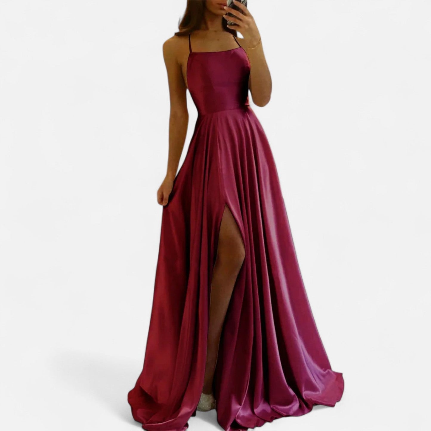 Robe Maxi Satin À Fente Latérale Moderne Pour Femme Gabrielle Amawinc Élégante Idéale Pour Événements