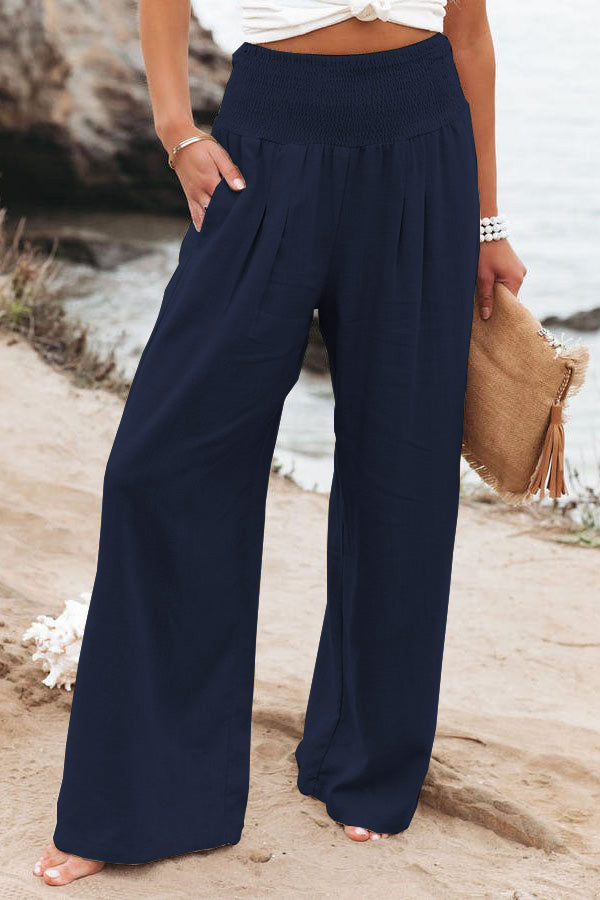 Mia Pantalon Femme À Jambes Larges Pour Vacances Décontractées Plage Confort Élégance