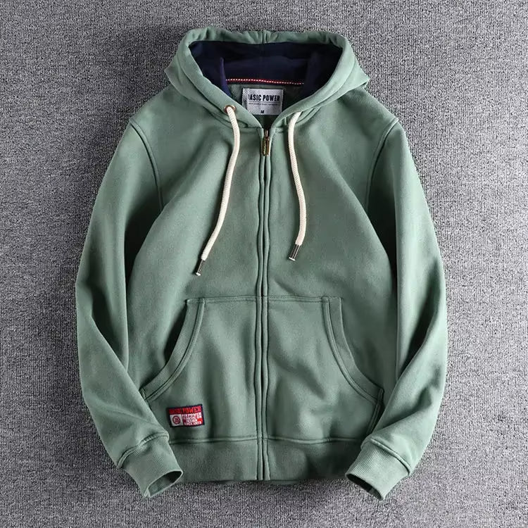 Hoodie Zippé En Coton Pour Homme Amawinc Confort Décontracté Avec Polaire Intérieure