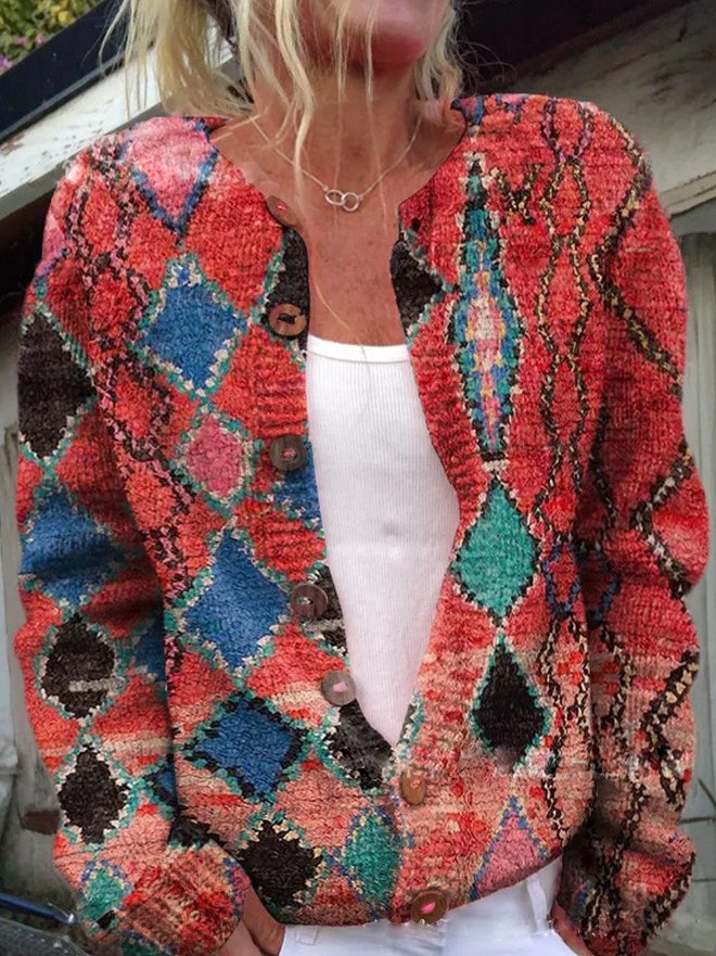 Damen-Strickjacke im klassischen Blumendesign