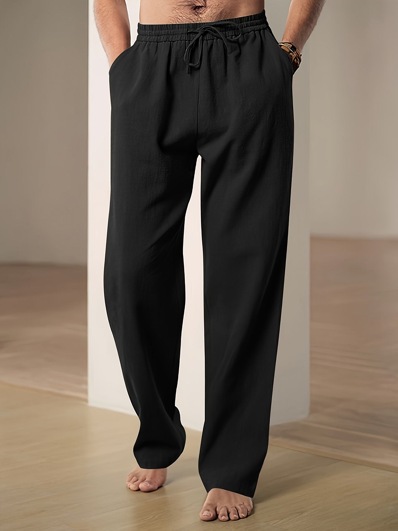 Pantalon De Détente Pour Homme Léger Coupe Décontractée Avec Taille Élastique Et Cordon De Serrage Style Nordique