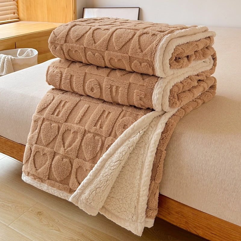 Couverture Sherpa Embossée Réversible Avec Peluche Ultra Douce Pour Salon Et Chambre Luxueuse