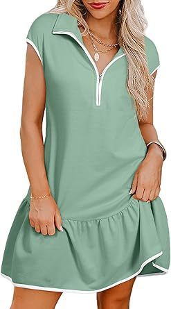 Kurzes Ruby Kleid mit Polokragen und Reißverschluss