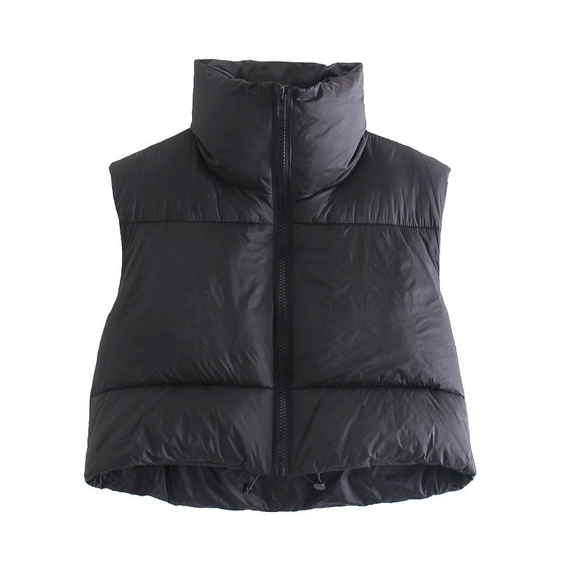Gilet Sans Manches Matelassé Pour Femmes Léger Et Chaud Hiver Col Montant Style Inspiré Du Royaume Uni