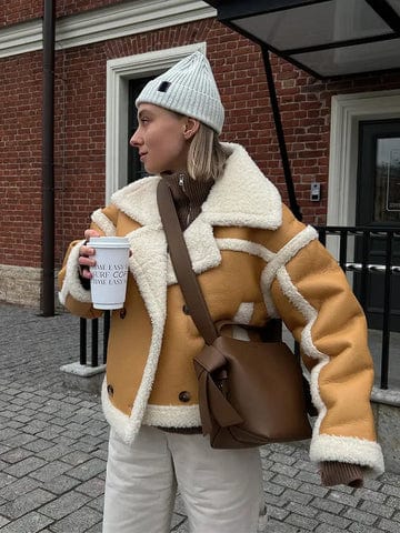 Emily Veste en Shearling Hiver pour Femmes Amawinc Chic Chaude Idéale pour la Ville et Sorties Quotidiennes