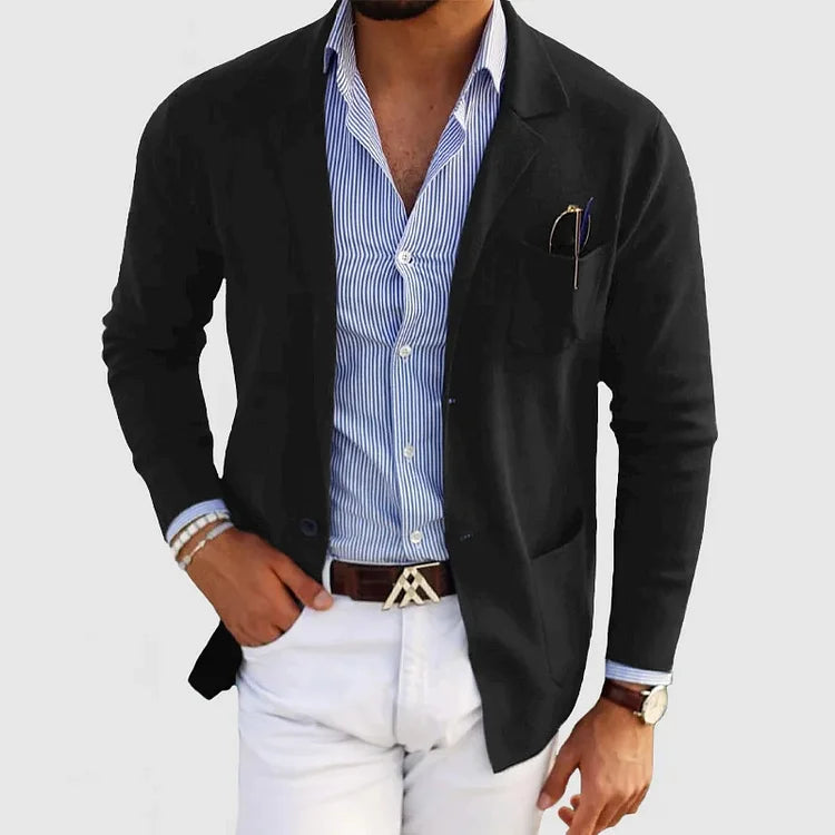 Veste Blazer Homme Slim Fit Léger Tissu Fermeture À Deux Boutons Revers À Encoche