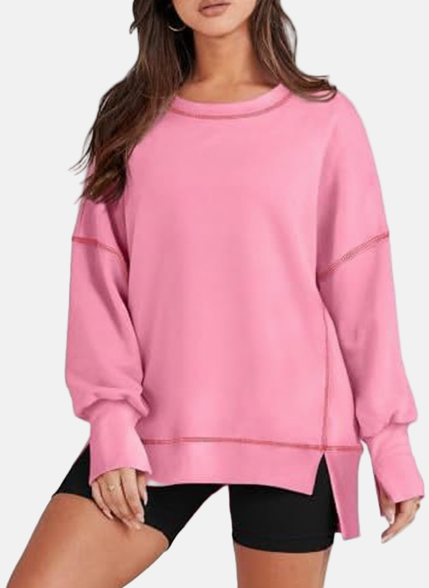 Sweatshirt Oversize Femme À Manches Longues Décontracté Pull Pour Quotidien Et Superposition