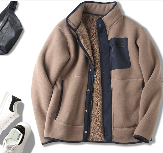 Fleece-lined Jacket with Stand-up Collar by Aaron