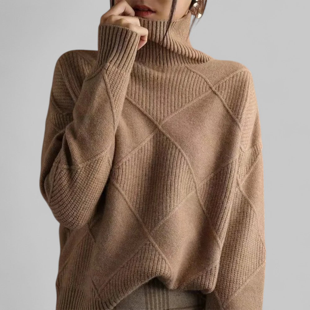 Rebecca Pull Col Roulé Oversize Femme Motifs Hivernaux Chaud Et Confortable Pour Un Style Décontracté Et Doux Toucher