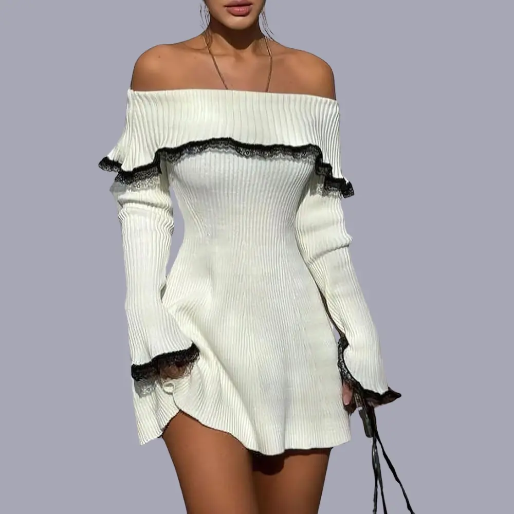 Robe Pull À Épaules Dégagées Camilla Par Amawinc Confort Doux Et Élégance Pour Jour Et Nuit