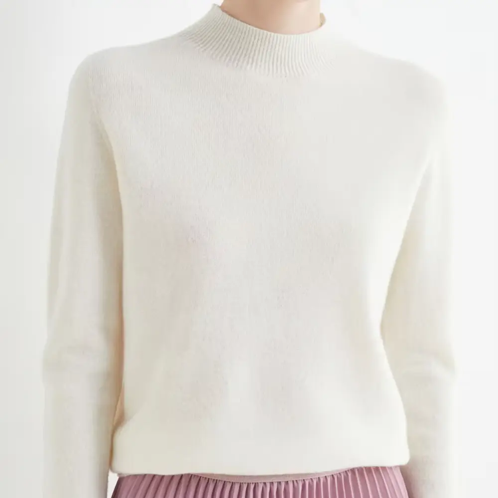 Pull Col Montant Femme En Laine Pure Caroline Doux Et Confortable Idéal Pour Bureau Et Quotidien