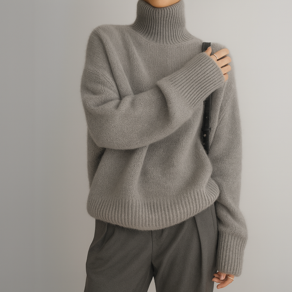 Amawinc Pull En Cachemire Col Roulé Pliable Décontracté Oversize Chaud Et Confortable