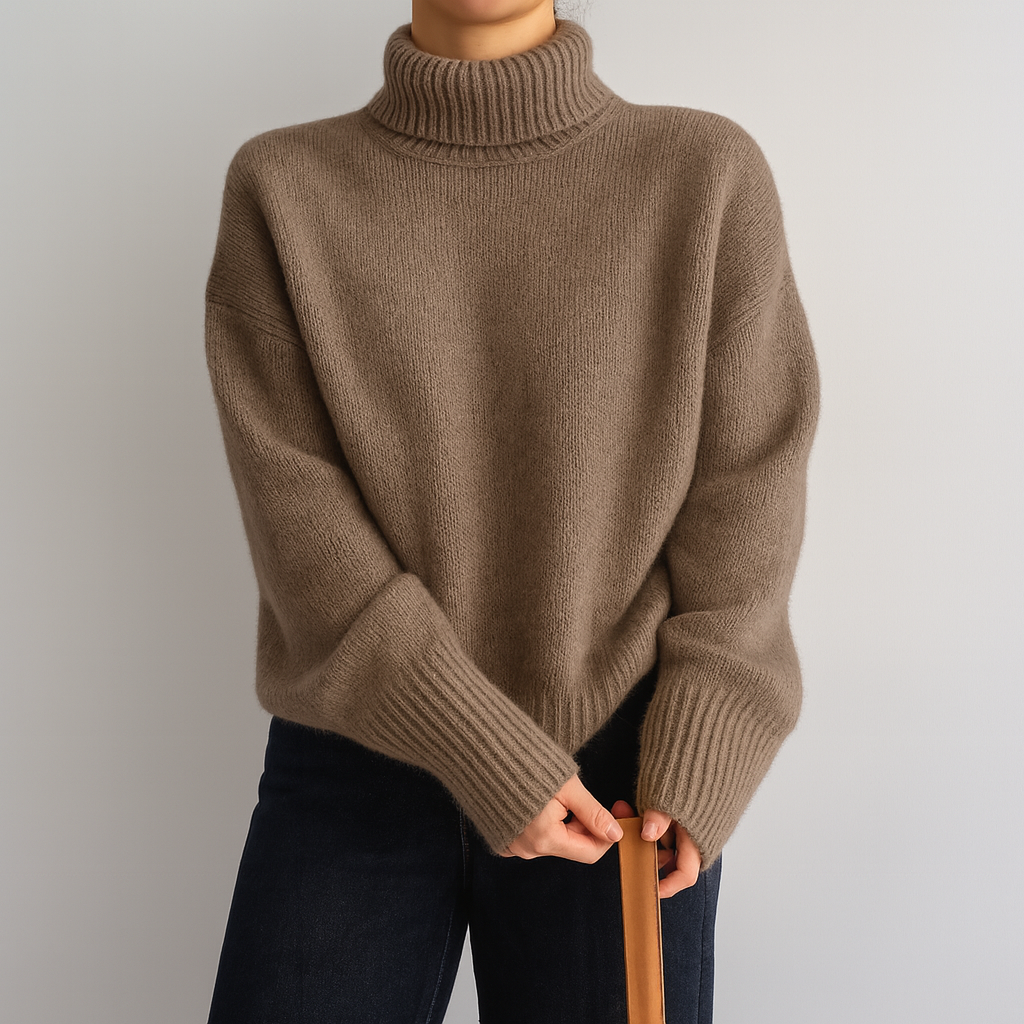 Amawinc Pull En Cachemire Col Roulé Pliable Décontracté Oversize Chaud Et Confortable