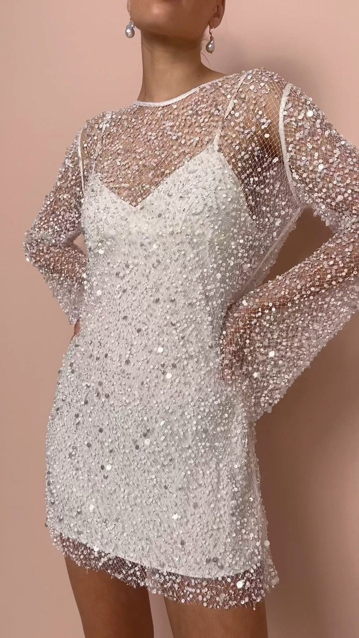 Stéphanie: Durchsichtiges Mesh-Zweiteiler Set mit Sling-Kleid