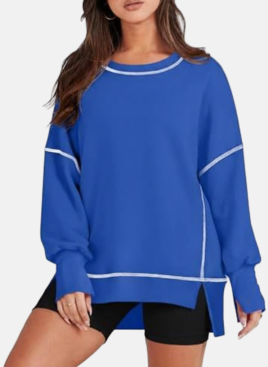 Sweatshirt Oversize Femme À Manches Longues Décontracté Pull Pour Quotidien Et Superposition