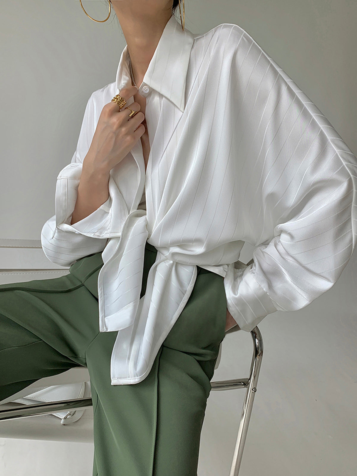 Chemise Oversize Boutonnée Charlotte Amawinc Pour Bureau Et Décontracté Chic En Tissu Fin