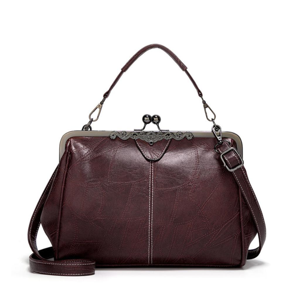 Sac À Main Jacqueline Vintage Avec Fermeture Vintage En Faux Cuir Durable Et Bandoulière Réglable