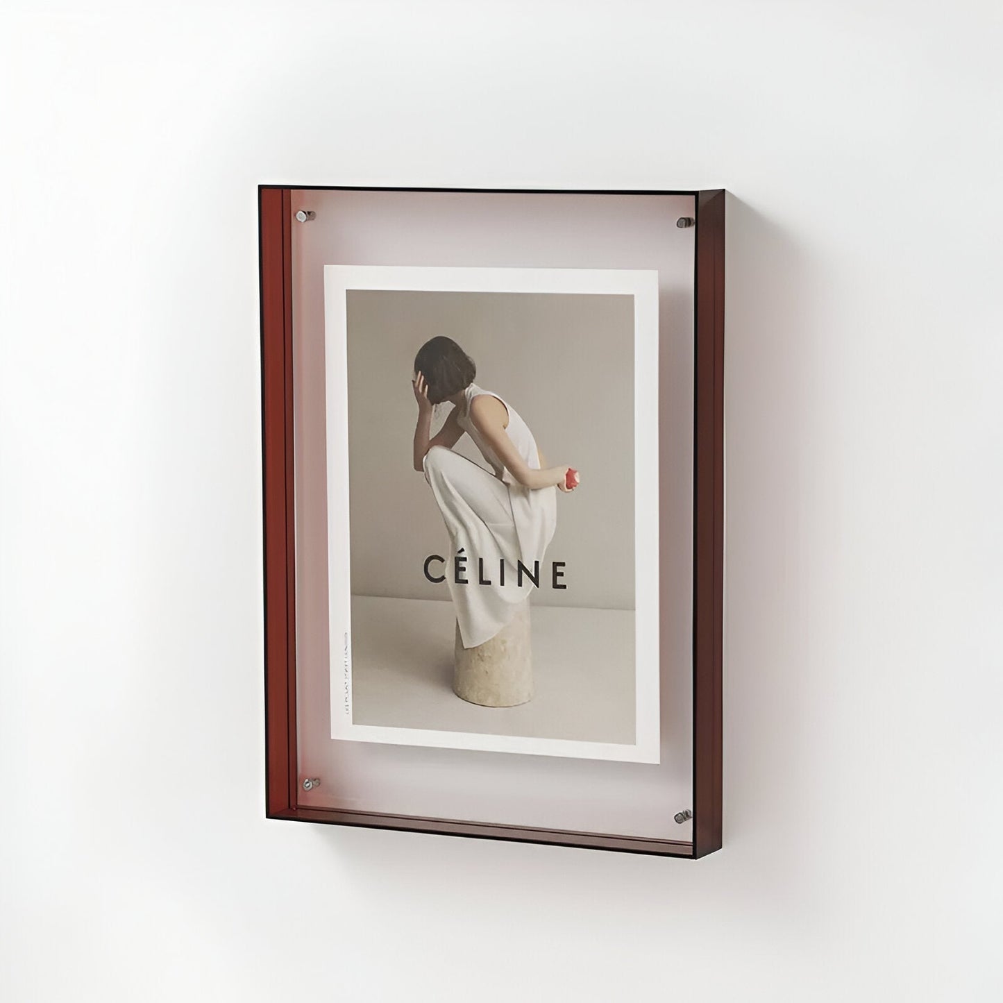 Cadre Photo Acrylique Moderne Transparent Effet Flottant Bords Colorés Pour Mettre Vos Photos En Valeur