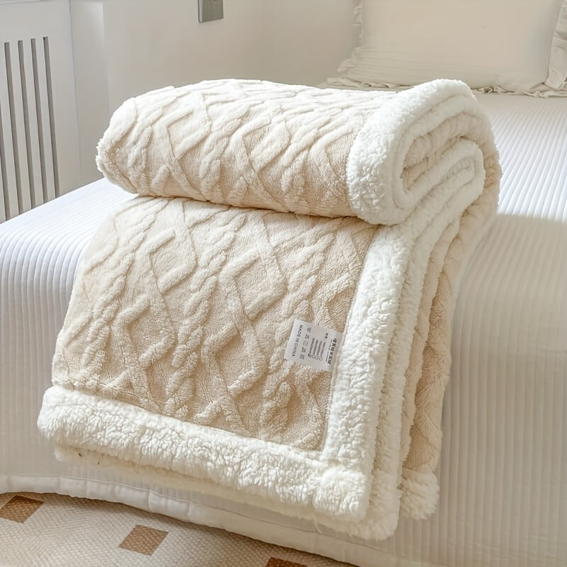 Couverture Sherpa Contemporaine Avec Texture Diamant Pour Un Confort Ultra Doux Et Luxueux