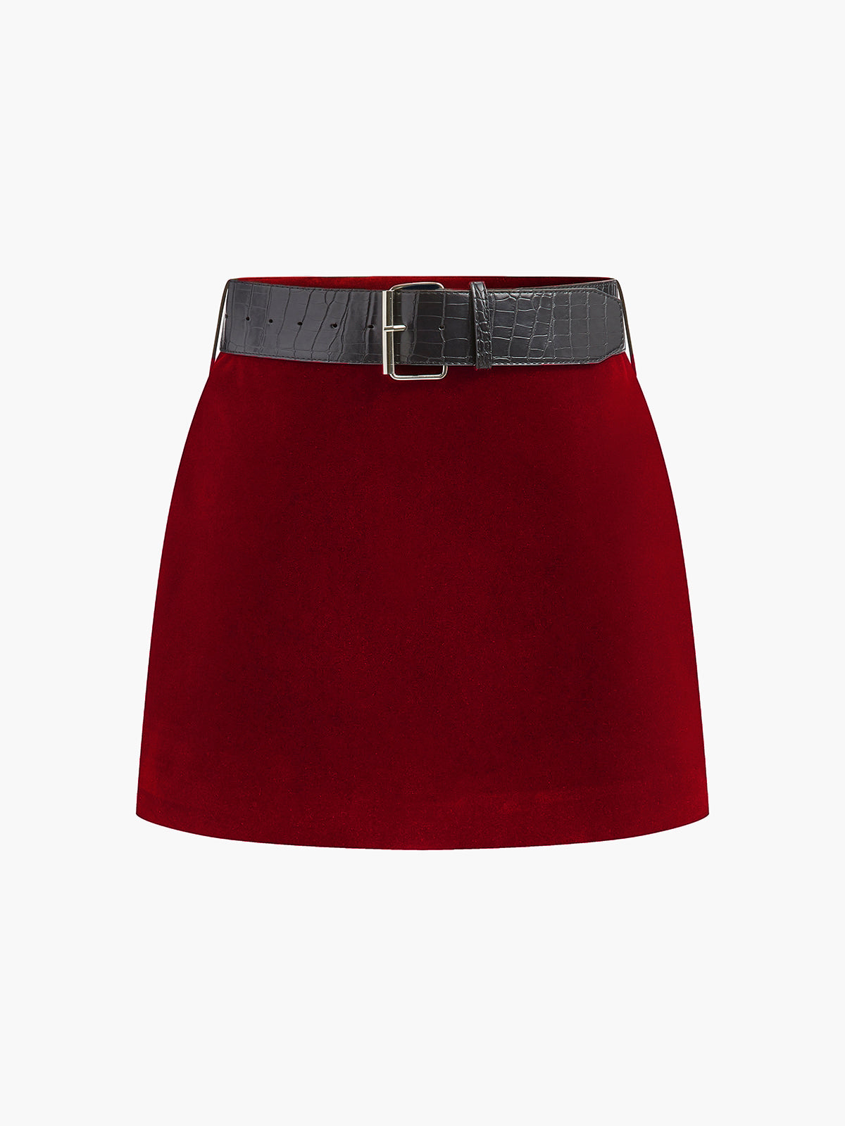 Jupe Mini Velours Avec Ceinture Crocodile Raffinée Pour Femme Amawinc Chic Moderne