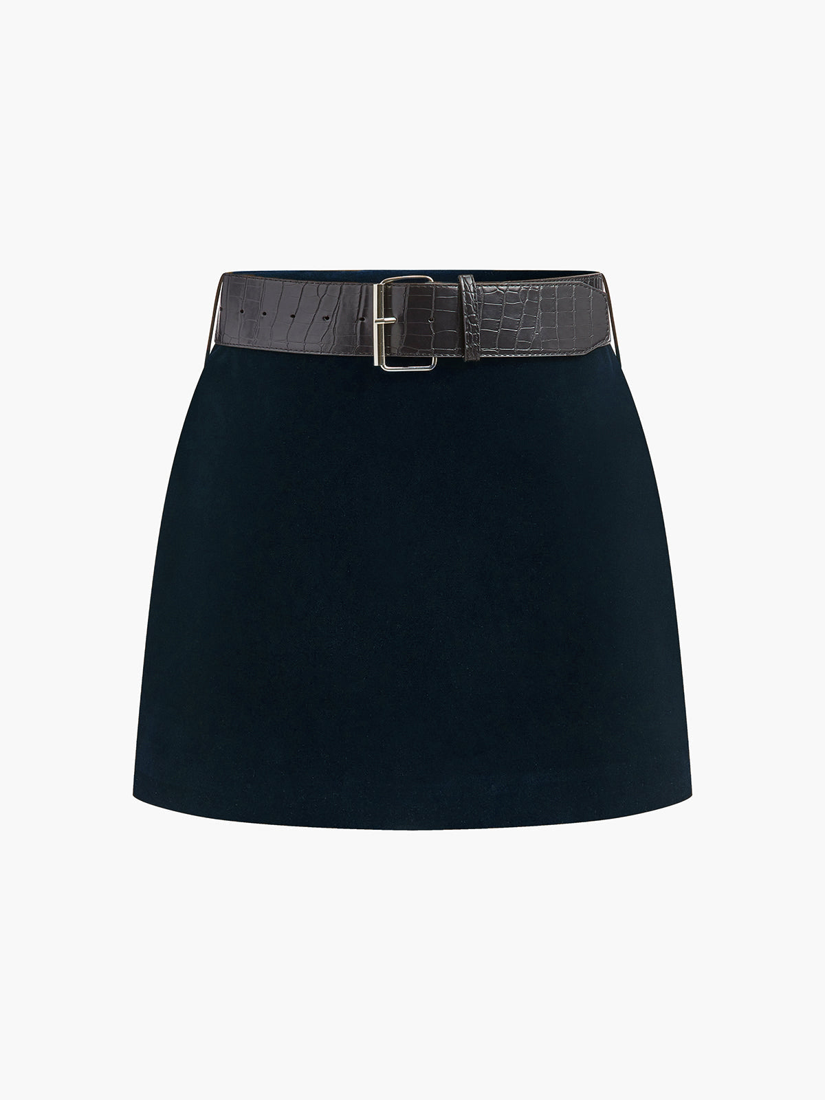 Jupe Mini Velours Avec Ceinture Crocodile Raffinée Pour Femme Amawinc Chic Moderne