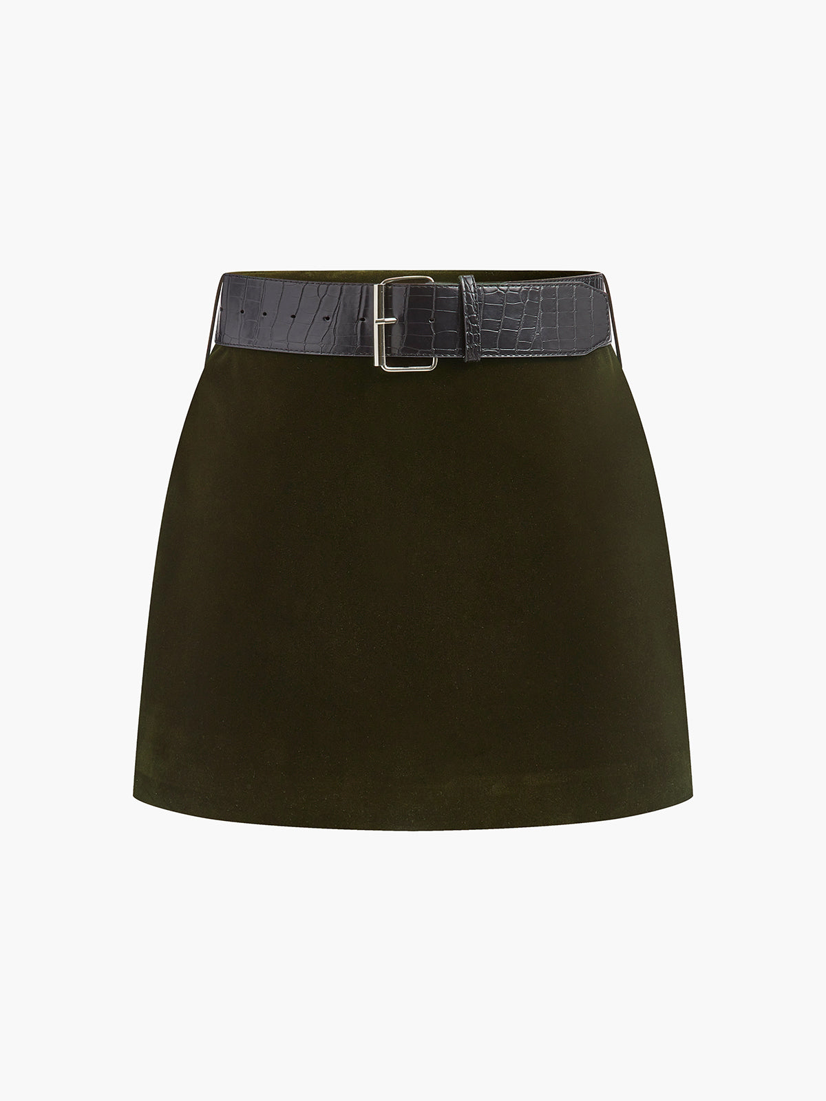 Jupe Mini Velours Avec Ceinture Crocodile Raffinée Pour Femme Amawinc Chic Moderne