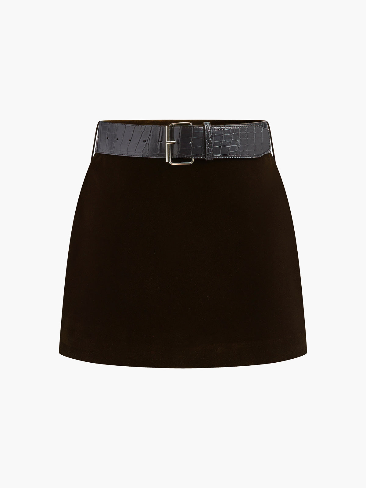 Jupe Mini Velours Avec Ceinture Crocodile Raffinée Pour Femme Amawinc Chic Moderne