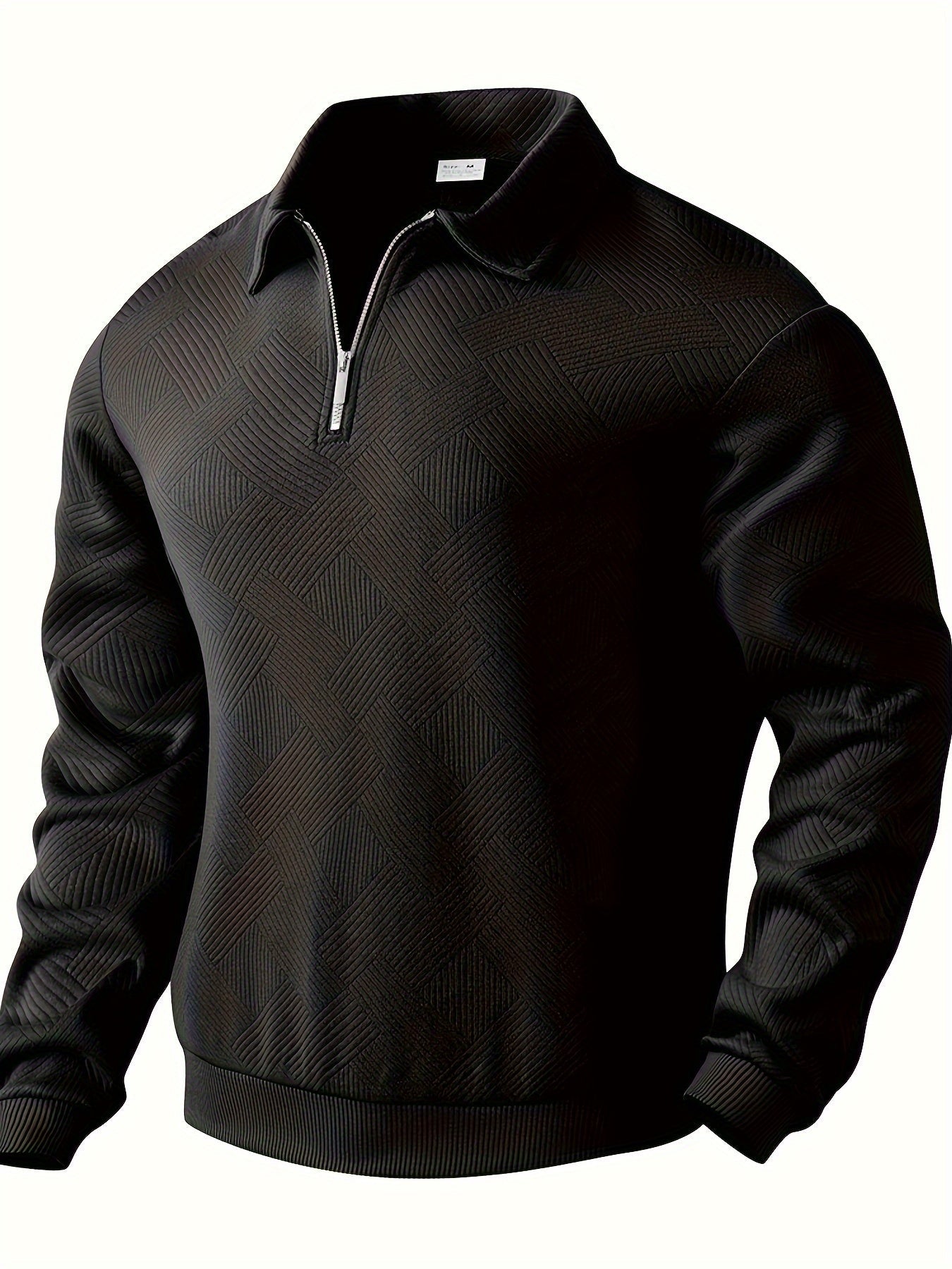 Amawinc Pull Homme En Maille Avec Zip Demi Coupe Regular Motif Géométrique Texturé Pour Tenue Décontractée Ou Habillée