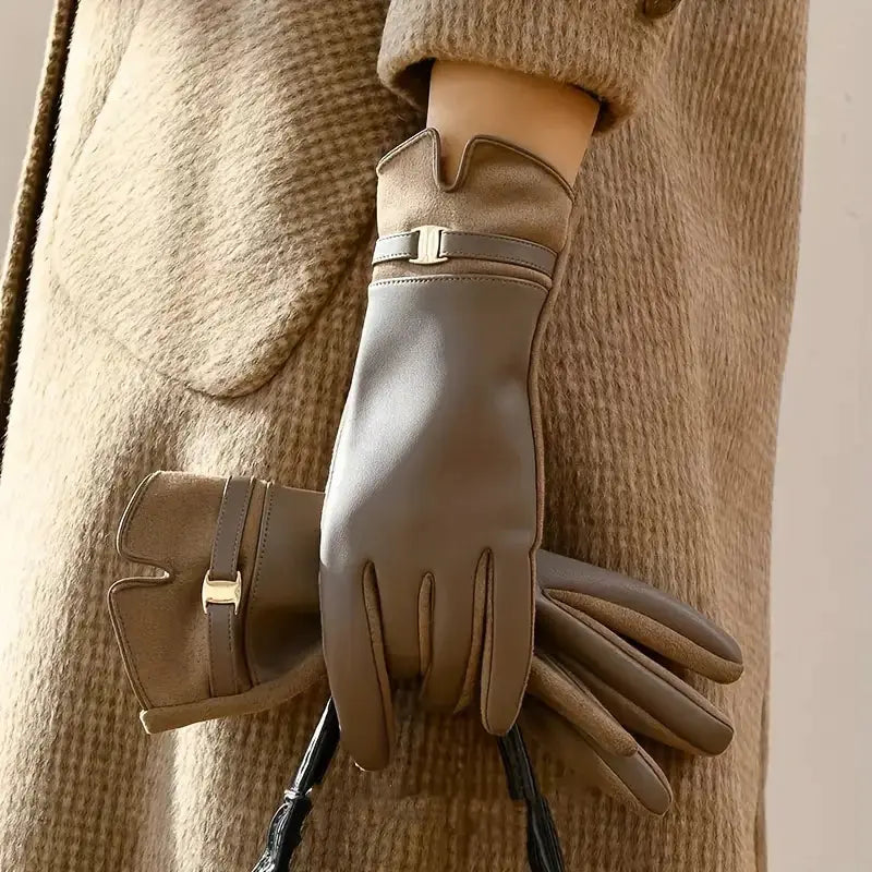 Gants Ava Étanches En Cuir Synthétique Avec Doublure Chaude Pour Conduite Et Activités Extérieures