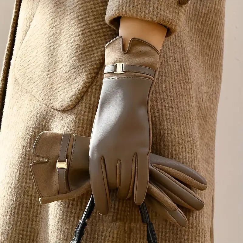 Léa Gants En Cuir Synthétique Imperméables Et Chauds Pour L'Hiver Avec Doublure Douce Et Confort Durable