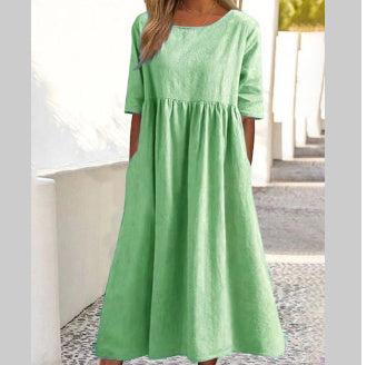 Baumwollleinen Kleid für Damen von Fudus mit Taschen