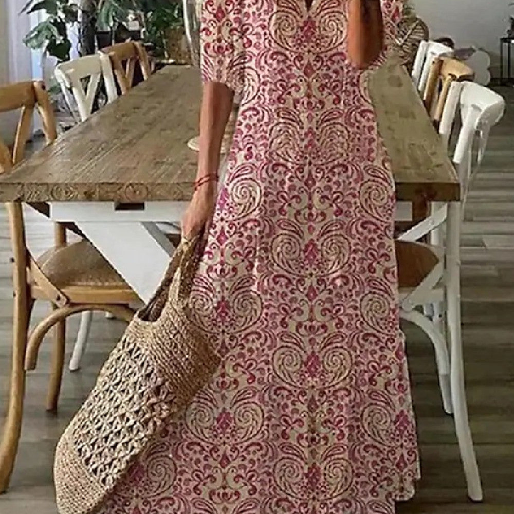 Fudus Kleid mit bedruckten, mittellangen Ärmeln