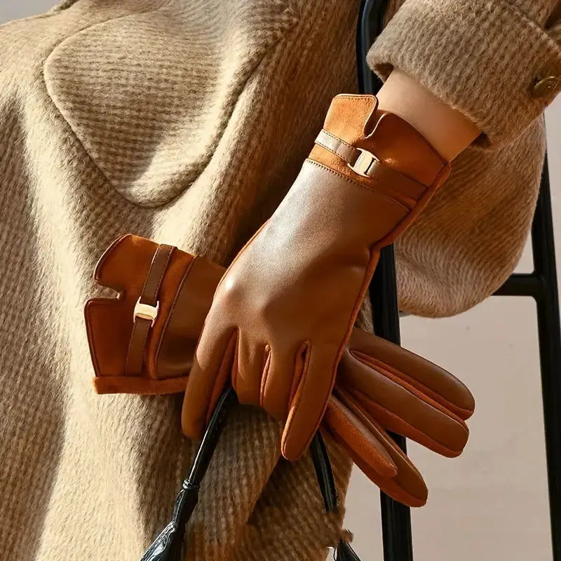 Gants Ava Étanches En Cuir Synthétique Avec Doublure Chaude Pour Conduite Et Activités Extérieures