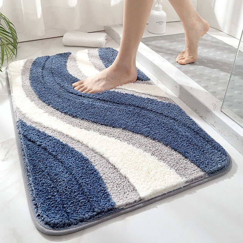Tapis de Bain Peluche Ondé Antidérapant Contemporain pour Salle de Bains Luxueux et Confort