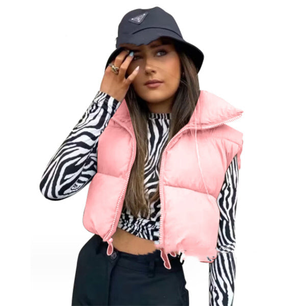 Gilet Sans Manches Matelassé Pour Femmes Léger Et Chaud Hiver Col Montant Style Inspiré Du Royaume Uni