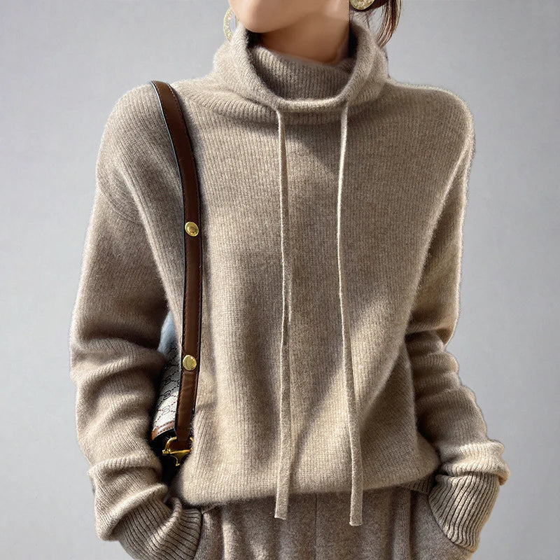 Caitlyn Pull Femme Décontracté Col Roulé Hivernal En Maille Chaud Confortable Doux