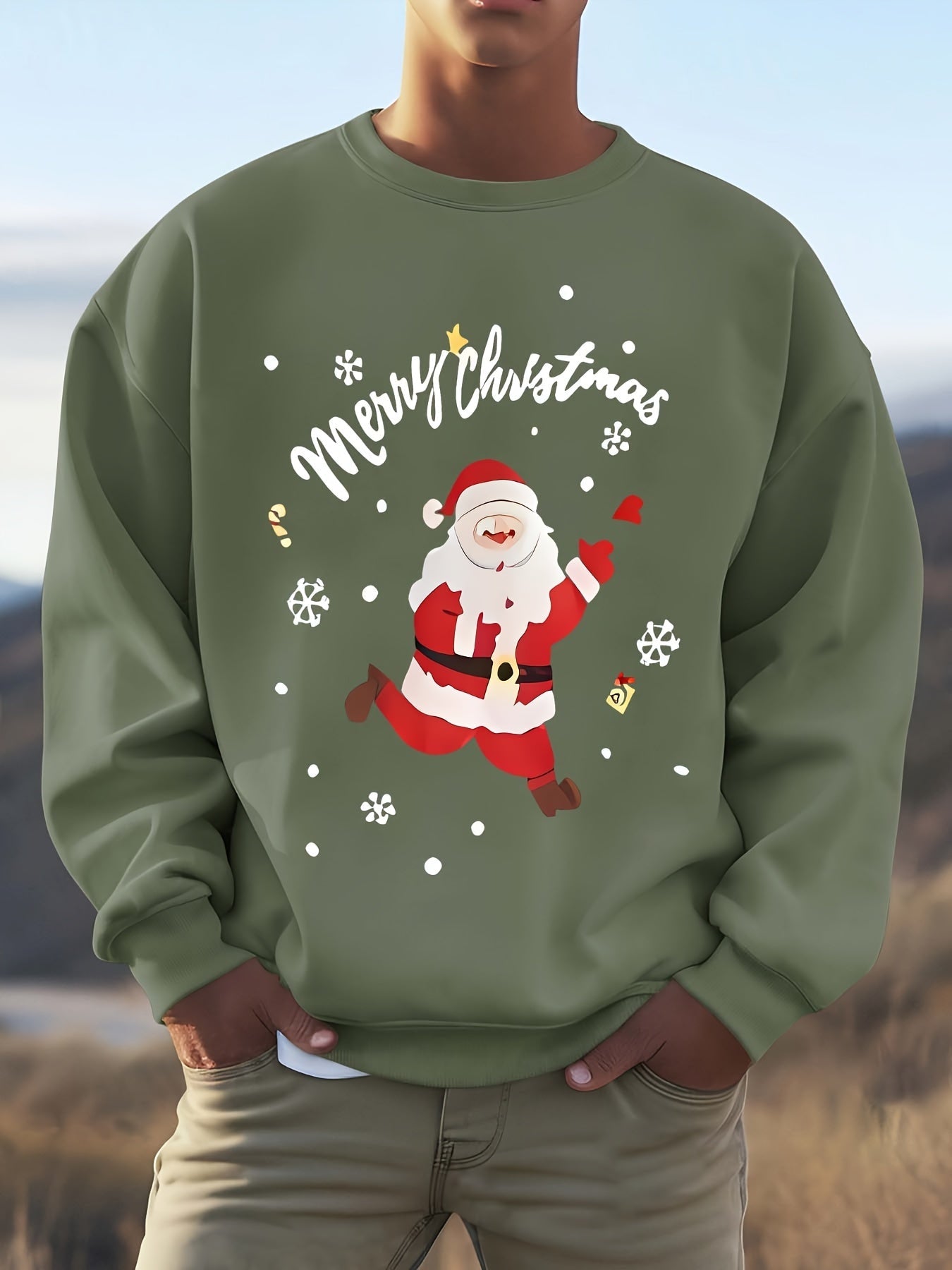Amawinc | Sweatshirt mit Weihnachtsmotiv Baumwolle Frohe Weihnachten Design