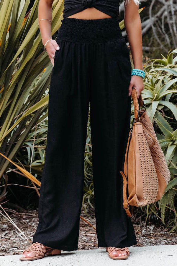 Mia Pantalon Femme À Jambes Larges Pour Vacances Décontractées Plage Confort Élégance