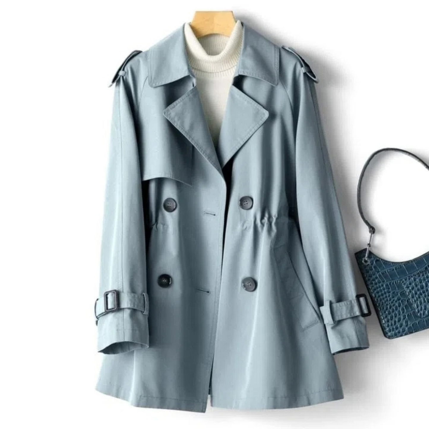 Chloé Manteau Femme Élégant À Ceinture Double Boutonnage Pour Hiver Chic Et Polyvalent