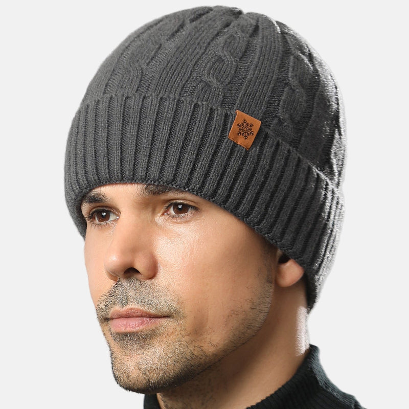 Bonnet Homme Tricot Épais Pour L Hiver Bleu Marine Chaud Et Confortable Pour Activités Extérieures