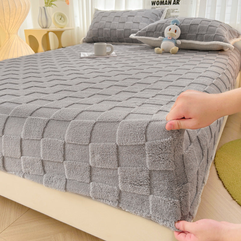 Drap-Housse Matelassé En Velours Doux Avec Motif Diamant Pour Un Confort Profond Et Confortable